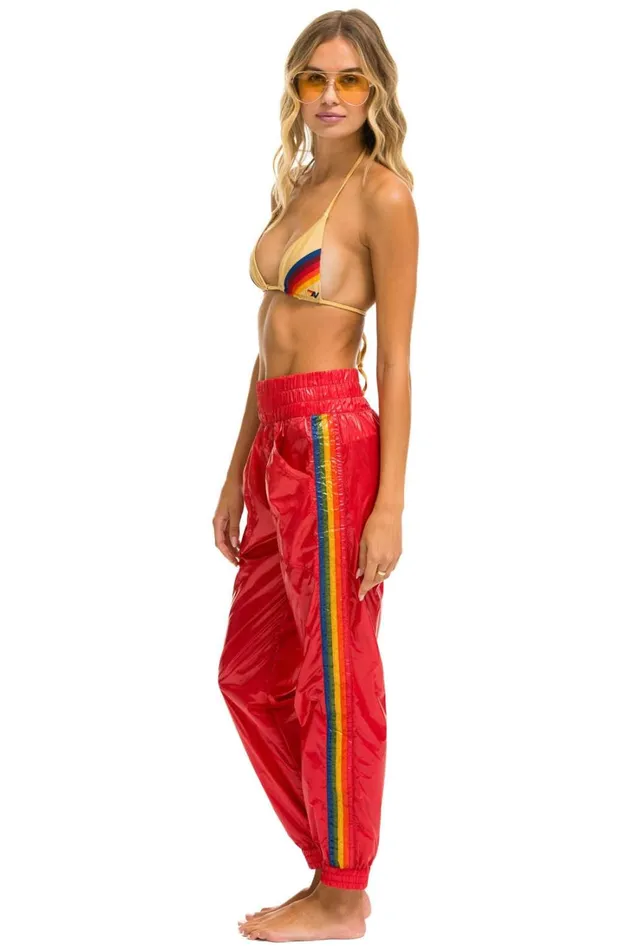 Women Bottoms Aviator Nation 5 STRIPE HI RISE WIND PANT 8211 CHERRY Women Bottoms Aviator Nation 5 STRIPE HI RISE WIND PANT 8211 CHERRY