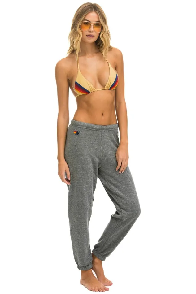 Women Bottoms Aviator Nation 5 STRIPE SWEATPANTS 8211 HEATHER GREY USA Women Bottoms Aviator Nation 5 STRIPE SWEATPANTS 8211 HEATHER GREY USA