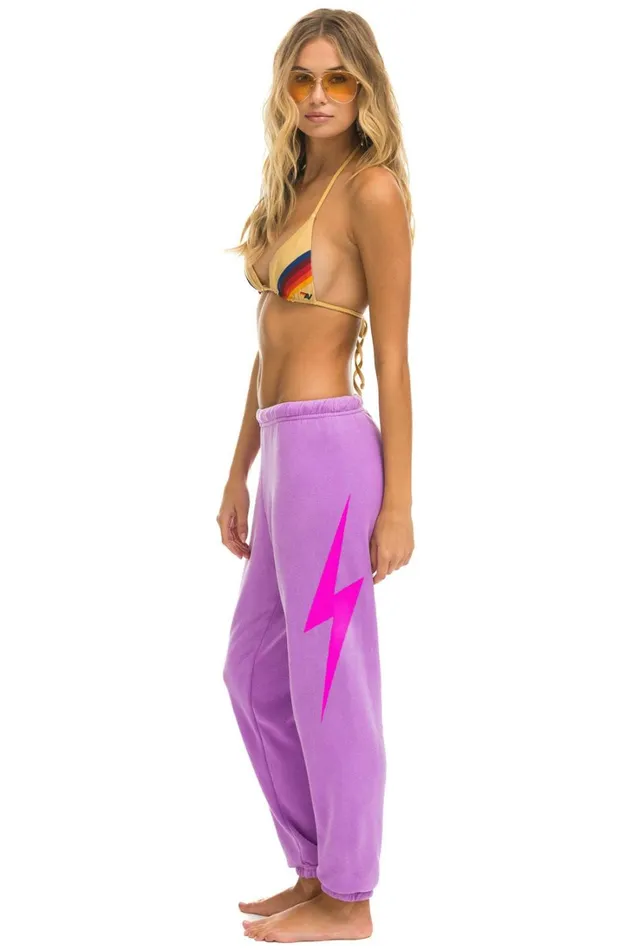 Women Bottoms Aviator Nation BOLT SWEATPANTS 8211 NEON PURPLE NEON PINK