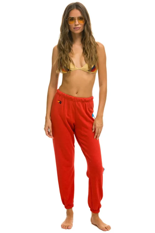 Women Bottoms Aviator Nation CHECK LEG SWEATPANTS 8211 RED WHITE BLUE Women Bottoms Aviator Nation CHECK LEG SWEATPANTS 8211 RED WHITE BLUE