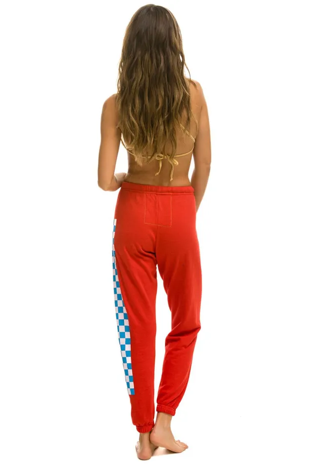 Women Bottoms Aviator Nation CHECK LEG SWEATPANTS 8211 RED WHITE BLUE Women Bottoms Aviator Nation CHECK LEG SWEATPANTS 8211 RED WHITE BLUE