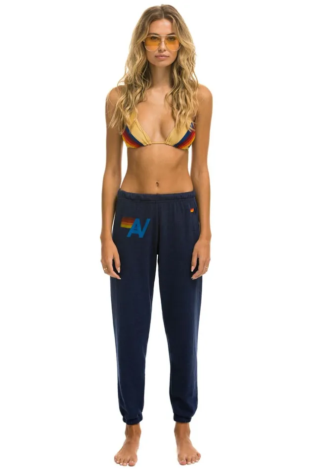 Women Bottoms Aviator Nation LOGO SWEATPANTS 8211 NAVY