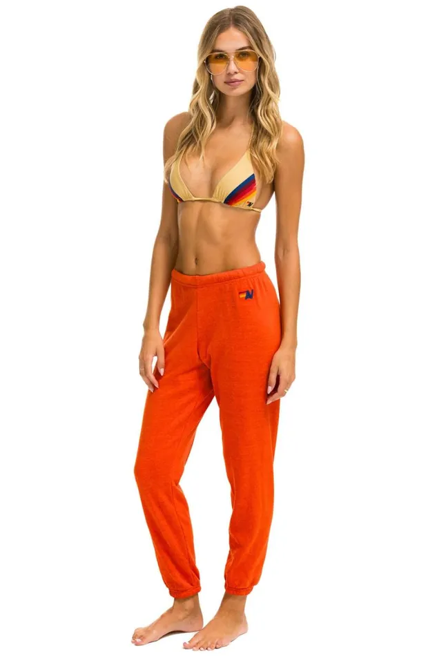 Women Bottoms Aviator Nation RIDE LOGO SWEATPANTS 8211 ORANGE