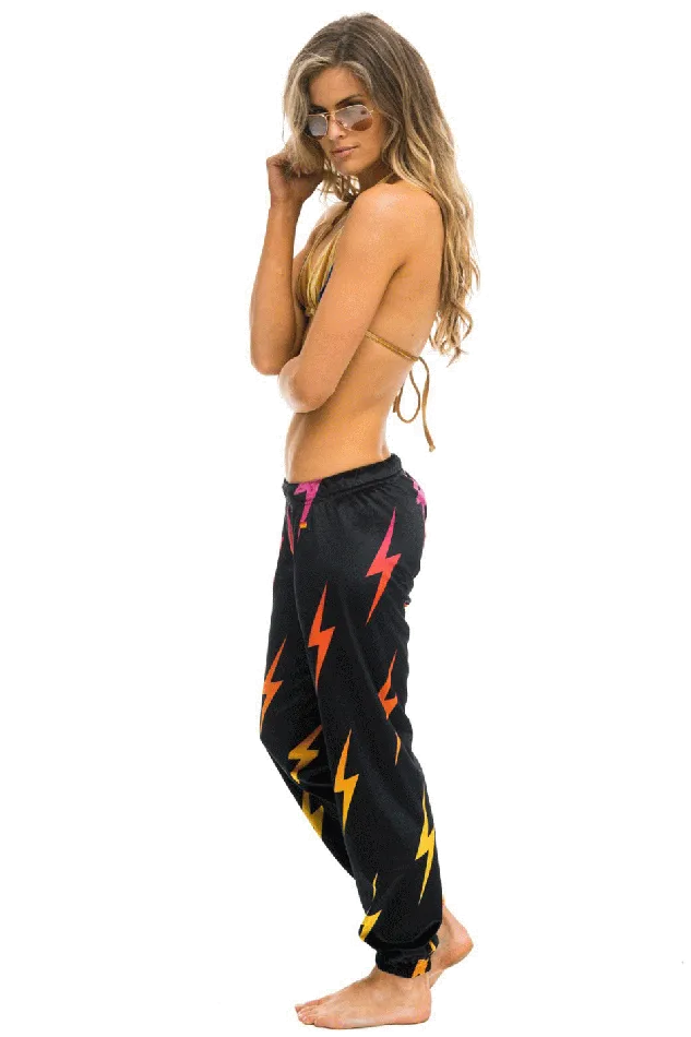 Women Bottoms Aviator Nation VELVET BOLT REPEAT SWEATPANTS 8211 BLACK