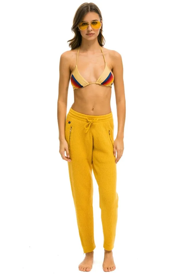Women Bottoms Aviator Nation VINTAGE CABIN CASHMERE SWEATER PANTt GOLD