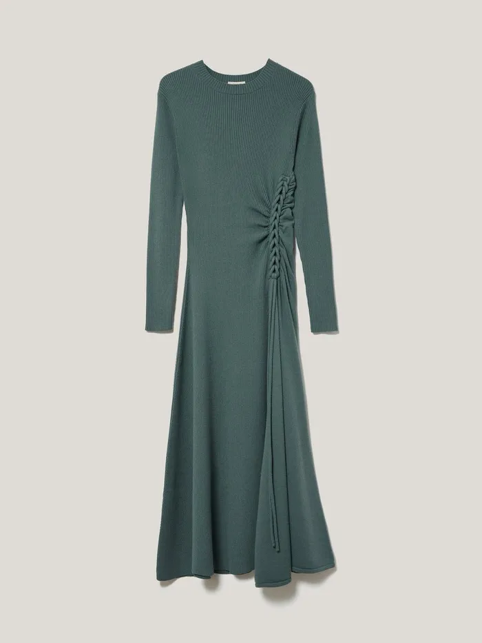 Women Braided Knit Dress Blue Jigsaw Dresses and Jumpsuits