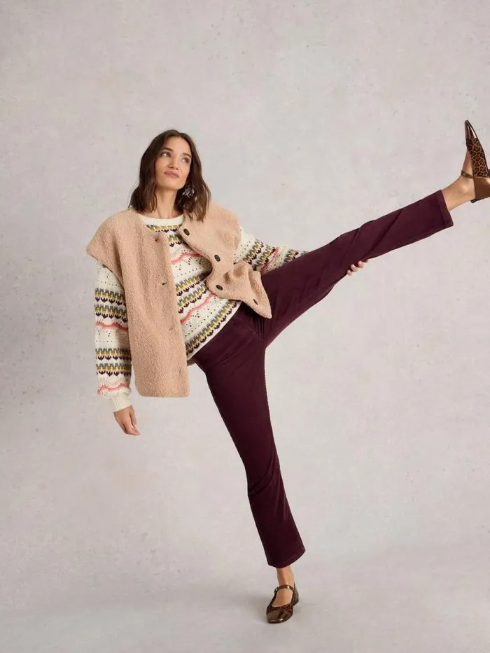 Women Brooke Cord Straight Trouser Mid Plum White Stuff Trousers