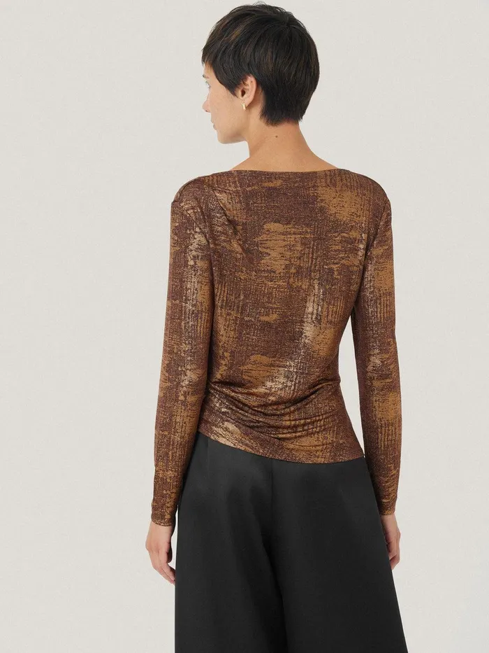 Women Brushed Bronze Cowl Top Bronze Jigsaw Party