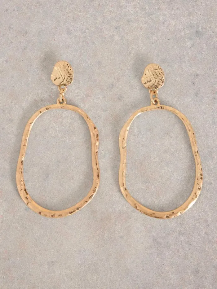 Women BRYONY HOOP EARRING Gold Tone Metallic White Stuff Jewellery