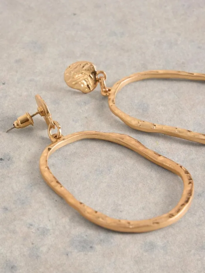 Women BRYONY HOOP EARRING Gold Tone Metallic White Stuff Jewellery Women BRYONY HOOP EARRING Gold Tone Metallic White Stuff Jewellery