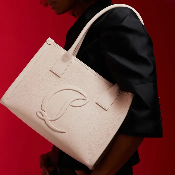 Women By My Side Small Tote Bag 8211 Grained Calf Leather 8211 Leche Christian Louboutin Totes