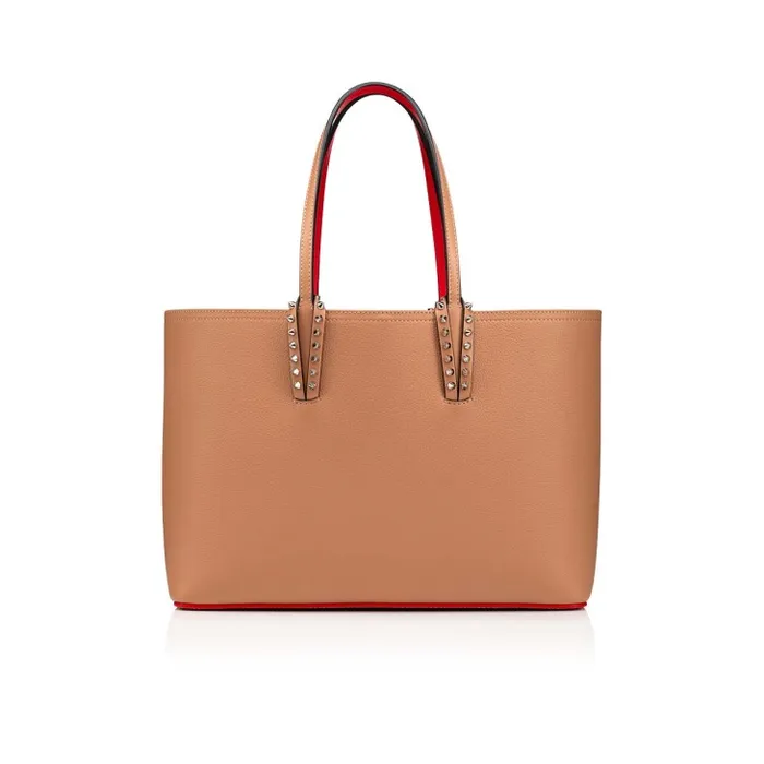 Women Cabata Small Tote Bag 8211 Calf Leather And Spikes 8211 Blush Christian Louboutin Totes
