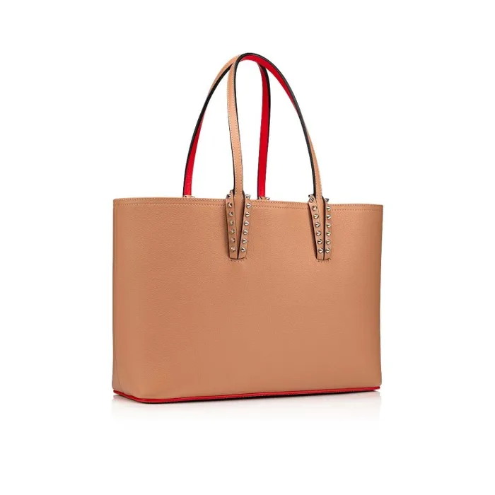 Women Cabata Small Tote Bag 8211 Calf Leather And Spikes 8211 Blush Christian Louboutin Totes