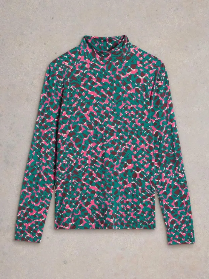 Women CAMILLE HIGH NECK TEE Teal Multi White Stuff Tops and Tees Women CAMILLE HIGH NECK TEE Teal Multi White Stuff Tops and Tees