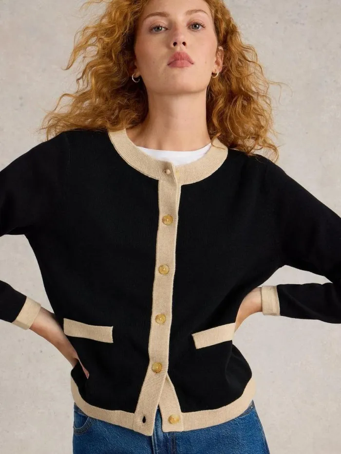 Women CHARLOTTE CARDI Black Multi White Stuff Knitwear Women CHARLOTTE CARDI Black Multi White Stuff Knitwear
