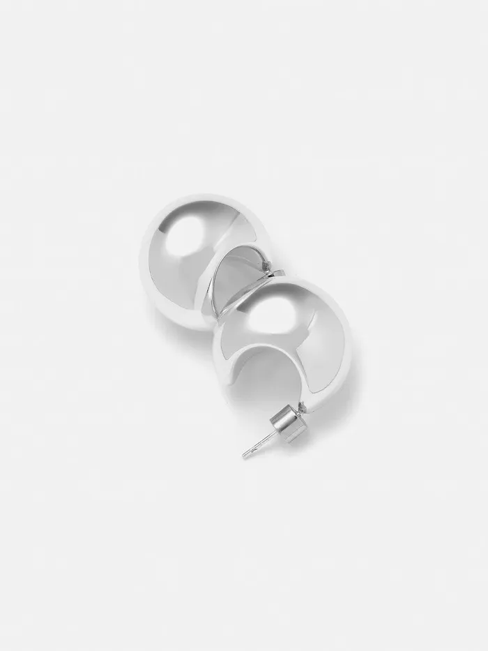 Women Chunky Dome Earrings Silver Jigsaw Party