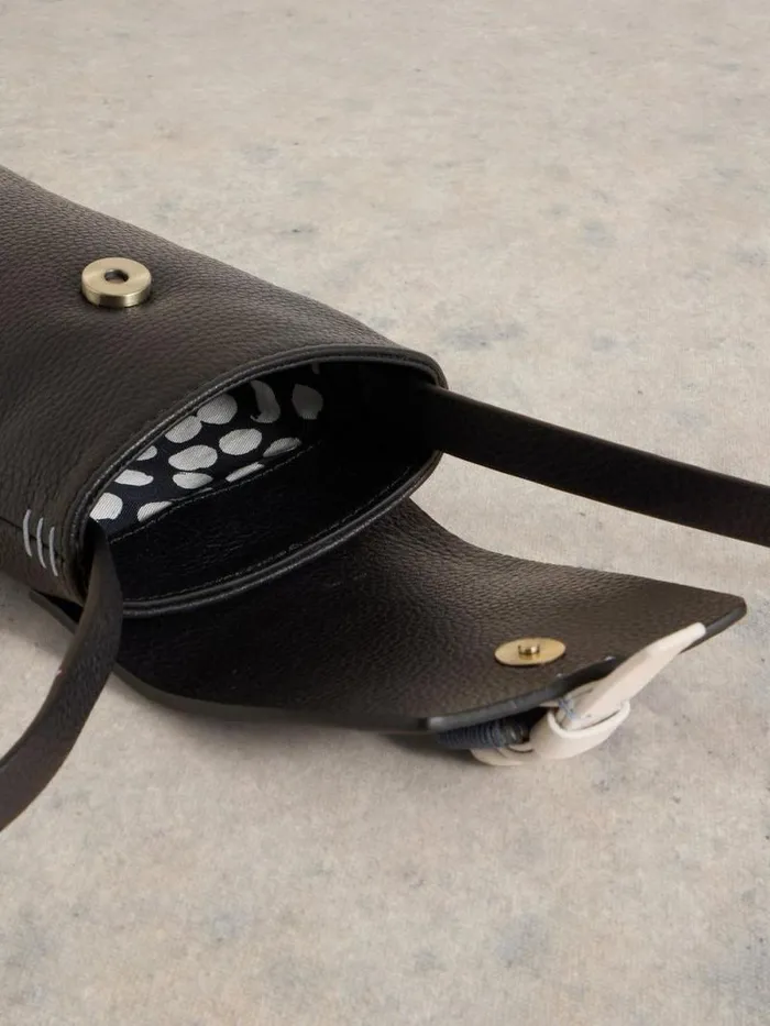 Women Clara Buckle Leather Phone Bag Pure Black White Stuff Bags and Purses Women Clara Buckle Leather Phone Bag Pure Black White Stuff Bags and Purses