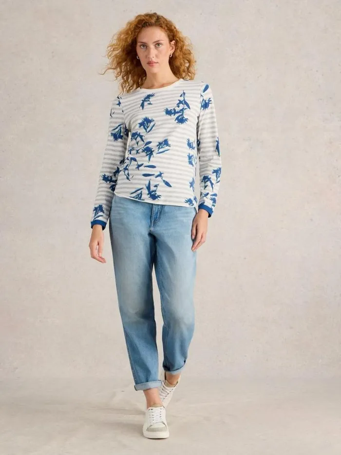 Women CLARA CREW NECK TSHIRT Natural Multi White Stuff Tops and Tees