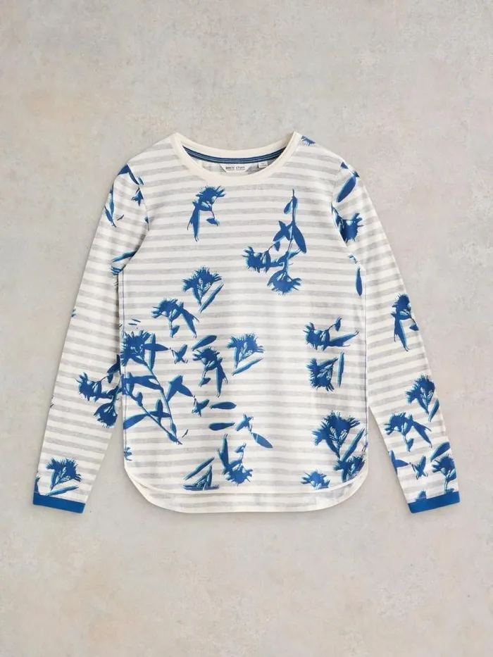 Women CLARA CREW NECK TSHIRT Natural Multi White Stuff Tops and Tees