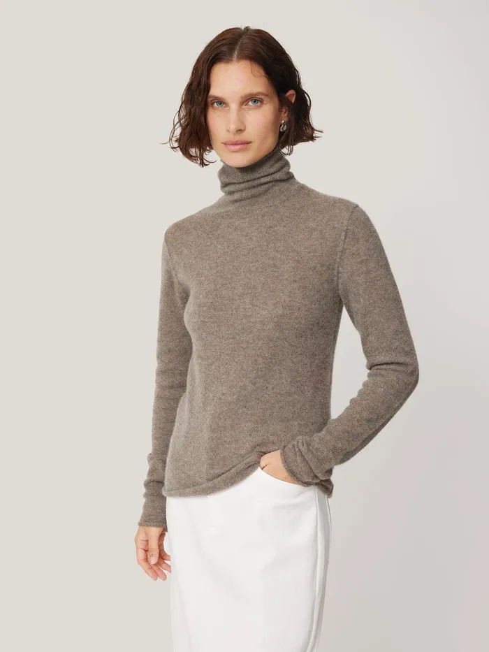 Women Cloud Cashmere Polo Jumper Taupe Jigsaw Knitwear and Cashmere