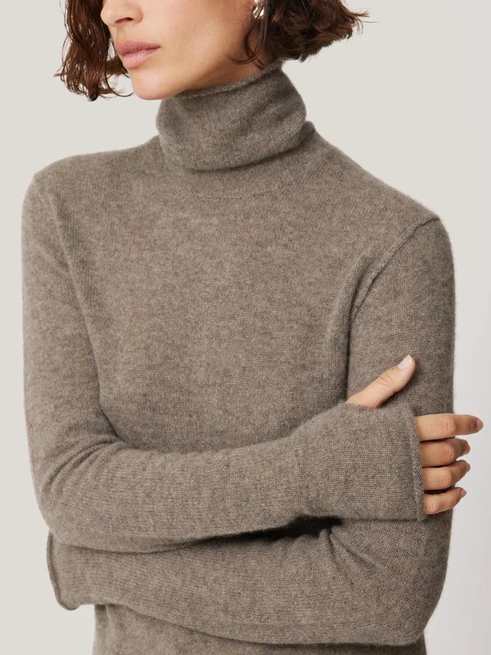 Women Cloud Cashmere Polo Jumper Taupe Jigsaw Knitwear and Cashmere