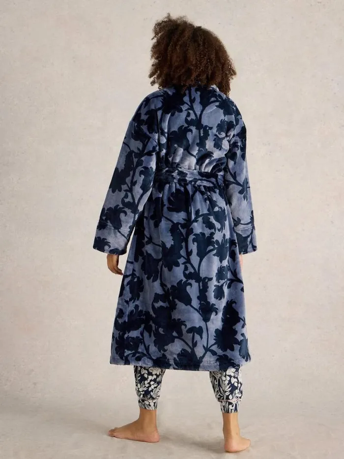 Women Clover Cosy Dressing Gown Blue Print White Stuff Nightwear Women Clover Cosy Dressing Gown Blue Print White Stuff Nightwear