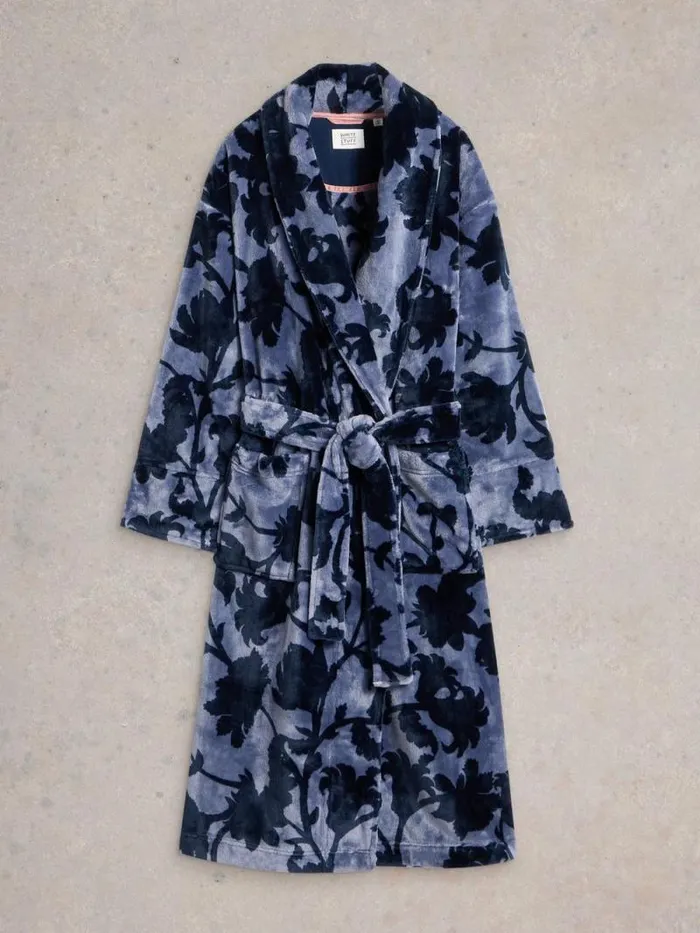 Women Clover Cosy Dressing Gown Blue Print White Stuff Nightwear Women Clover Cosy Dressing Gown Blue Print White Stuff Nightwear