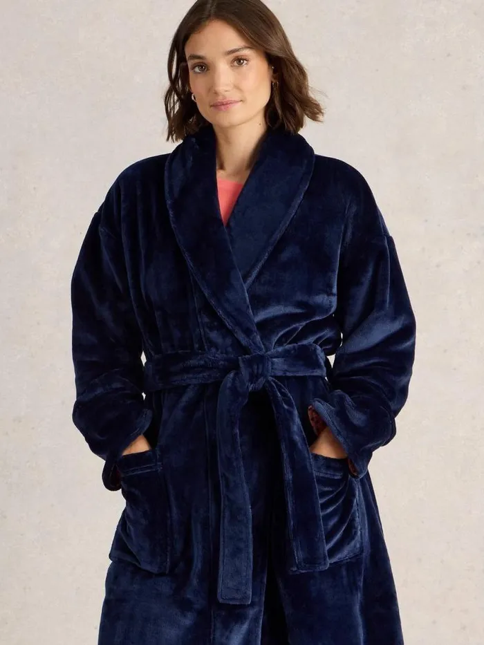 Women Clover Cosy Dressing Gown Dark Navy White Stuff Nightwear Women Clover Cosy Dressing Gown Dark Navy White Stuff Nightwear