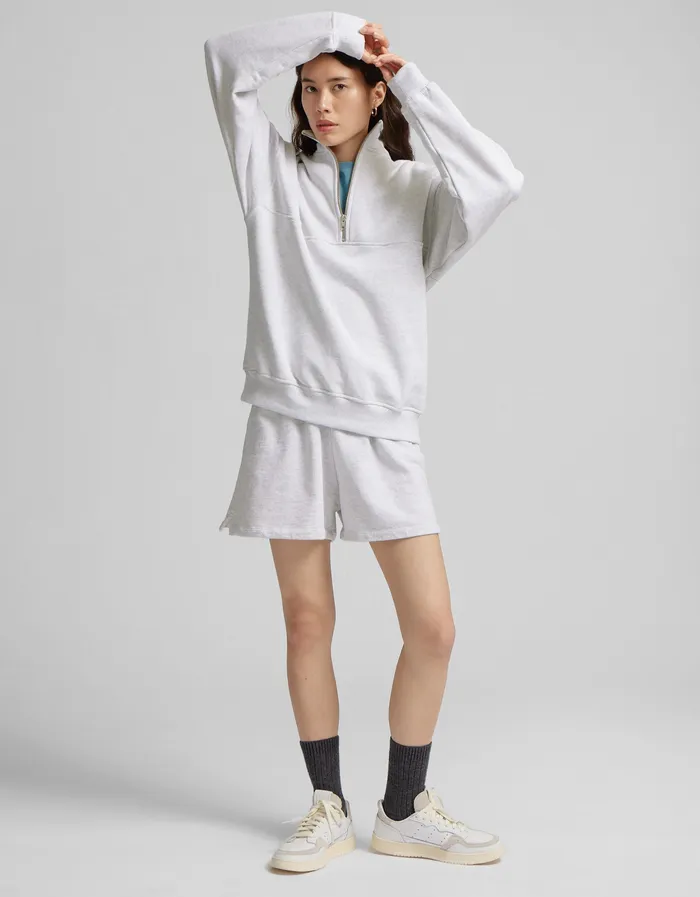 Women Colorfulstandard Organic Quarter Zip 8211 Snow Melange Quarter Zips