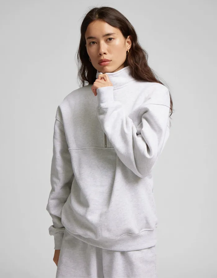 Women Colorfulstandard Organic Quarter Zip 8211 Snow Melange Quarter Zips