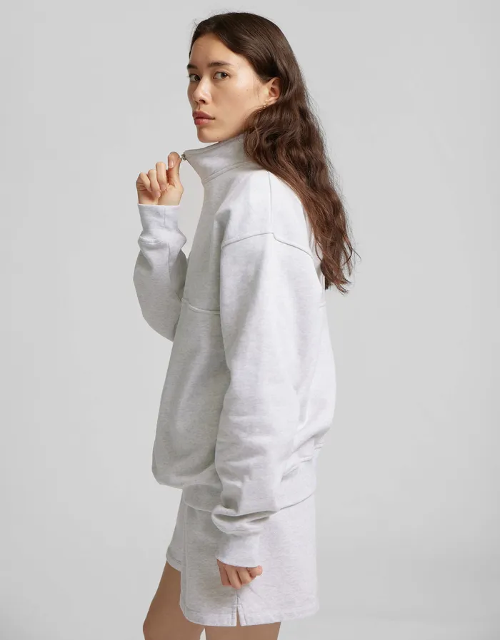 Women Colorfulstandard Organic Quarter Zip 8211 Snow Melange Quarter Zips