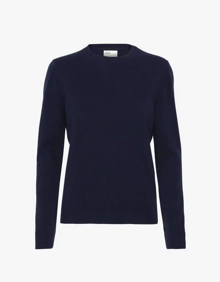 Women Colorfulstandard Women Light Merino Wool Crew 8211 Navy Blue Knit Sweaters
