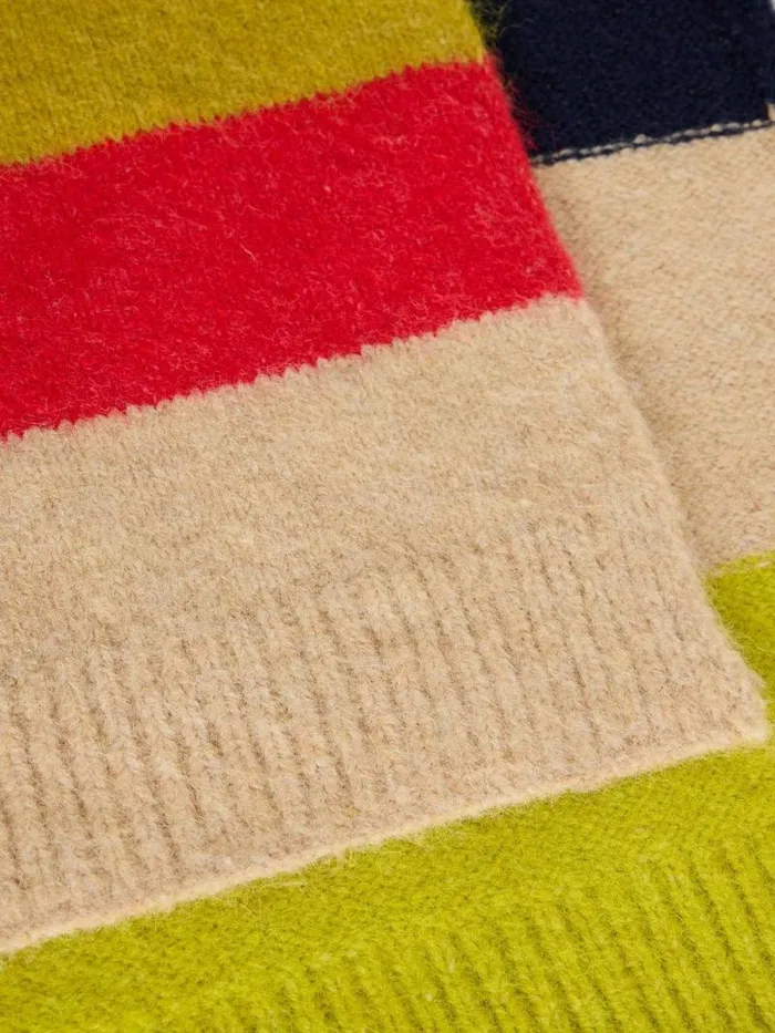 Women Colourblock Stripe Knit Scarf Navy Multi White Stuff Scarves