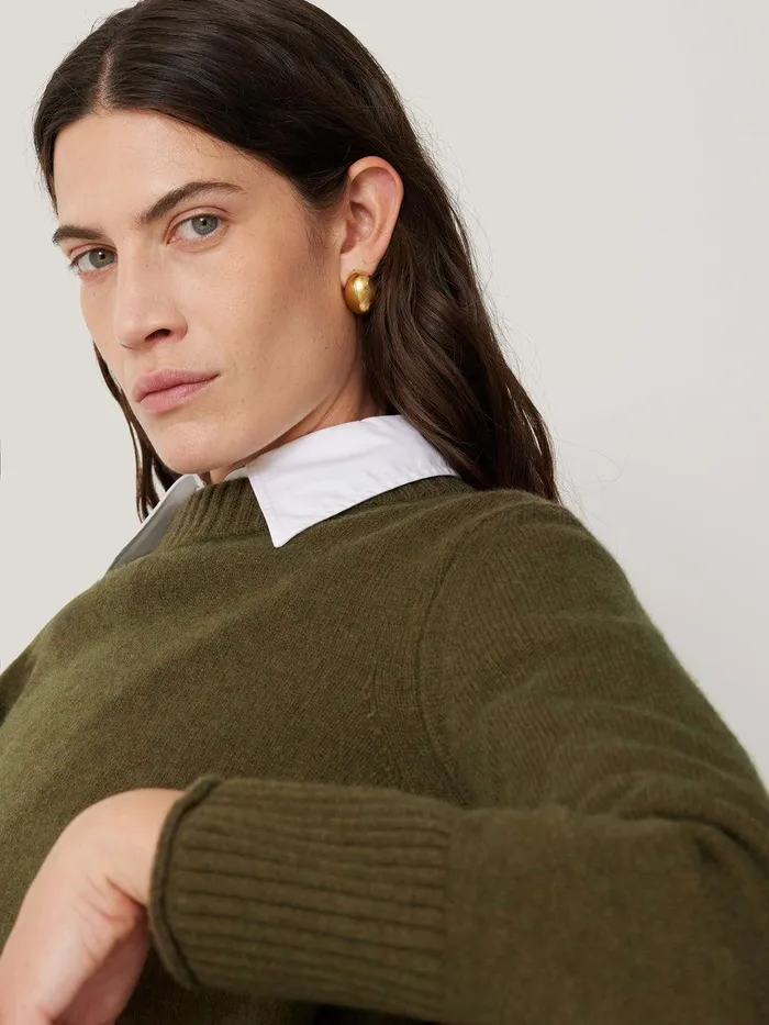 Women Compact Wool Cashmere Blend Jumper Khaki Jigsaw Knitwear and Cashmere