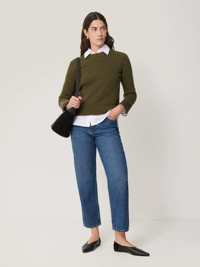 Women Compact Wool Cashmere Blend Jumper Khaki Jigsaw Knitwear and Cashmere