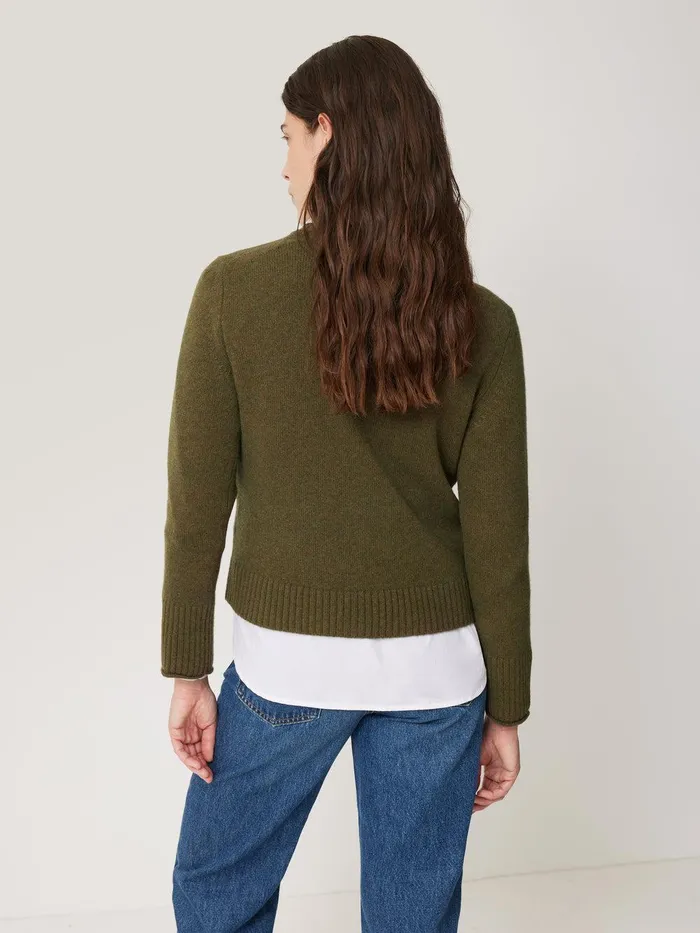 Women Compact Wool Cashmere Blend Jumper Khaki Jigsaw Knitwear and Cashmere