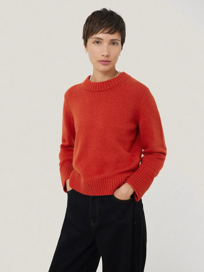 Women Compact Wool Cashmere Blend Jumper Orange Jigsaw Knitwear and Cashmere