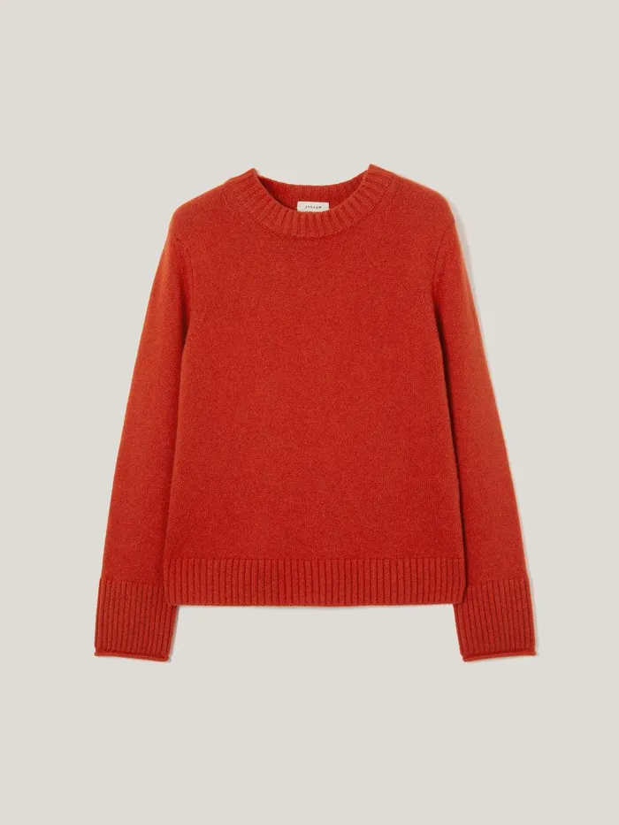 Women Compact Wool Cashmere Blend Jumper Orange Jigsaw Knitwear and Cashmere