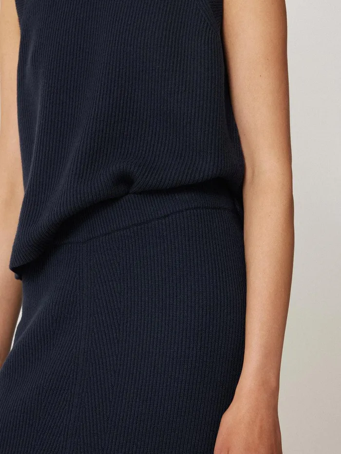 Women Cotton Blend Knitted Skirt Navy Jigsaw Skirts