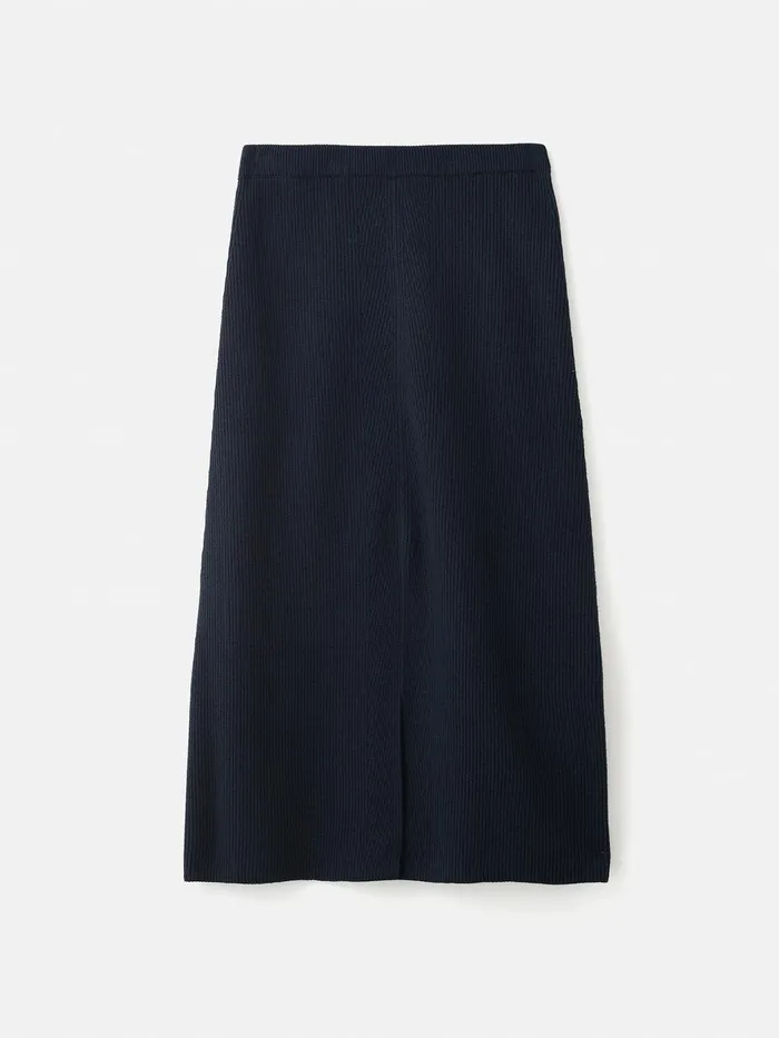 Women Cotton Blend Knitted Skirt Navy Jigsaw Skirts