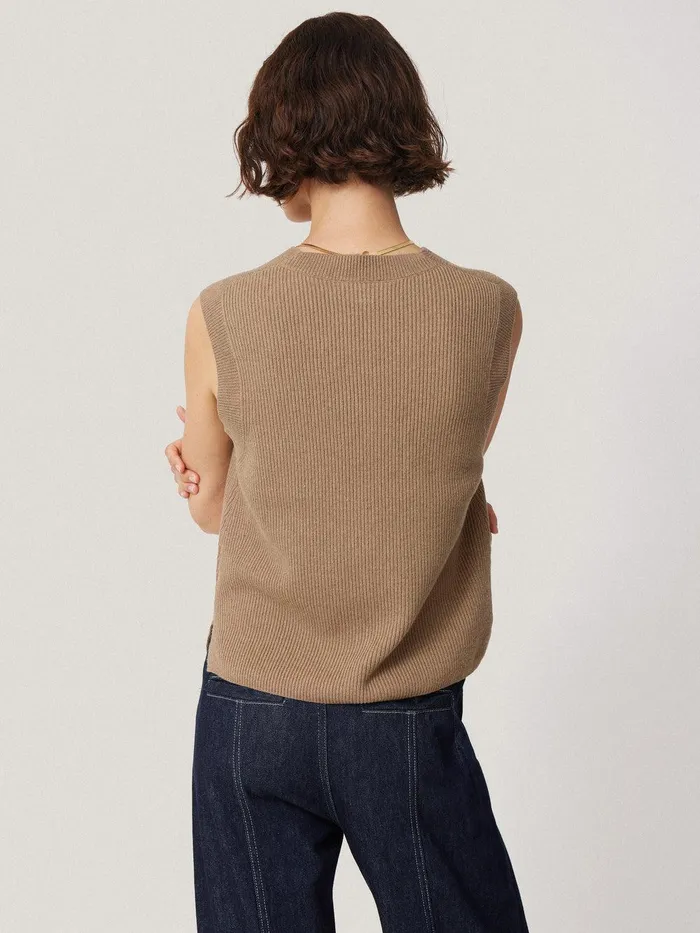Women Cotton Blend V Neck Tank Neutral Jigsaw Knitwear and Cashmere