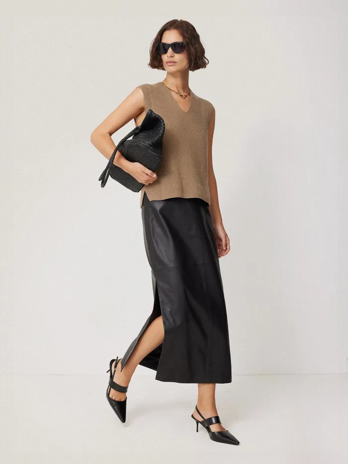 Women Cotton Blend V Neck Tank Neutral Jigsaw Knitwear and Cashmere