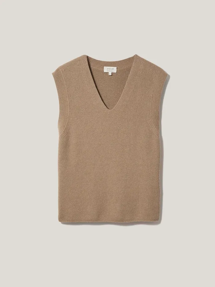 Women Cotton Blend V Neck Tank Neutral Jigsaw Knitwear and Cashmere