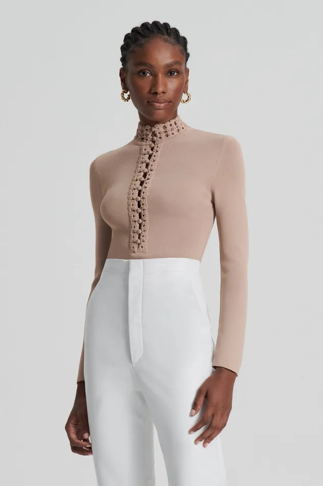Women CREPE KNIT DAISY TOP OAT Tops Scanlan Theodore Women CREPE KNIT DAISY TOP OAT Tops Scanlan Theodore