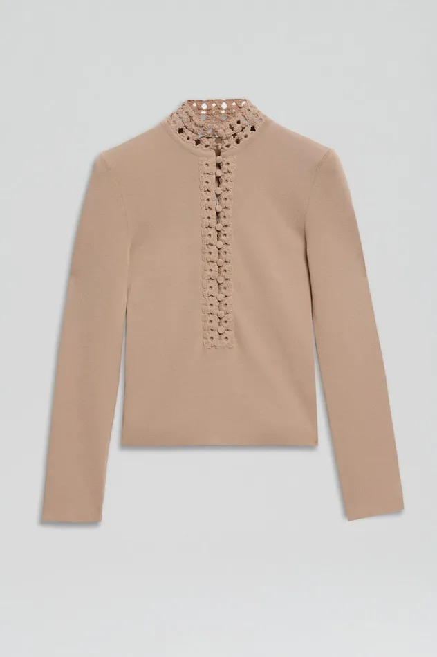 Women CREPE KNIT DAISY TOP OAT Tops Scanlan Theodore Women CREPE KNIT DAISY TOP OAT Tops Scanlan Theodore
