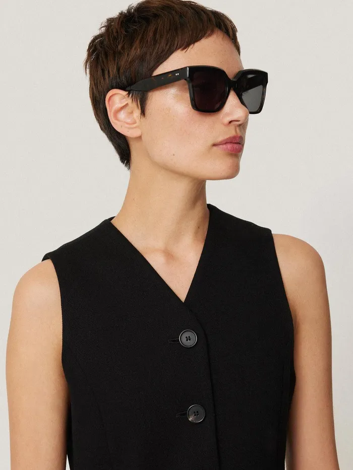 Women Crepe Ponte Jersey Waistcoat Black Jigsaw Party