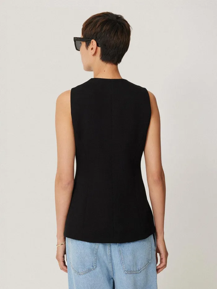 Women Crepe Ponte Jersey Waistcoat Black Jigsaw Party