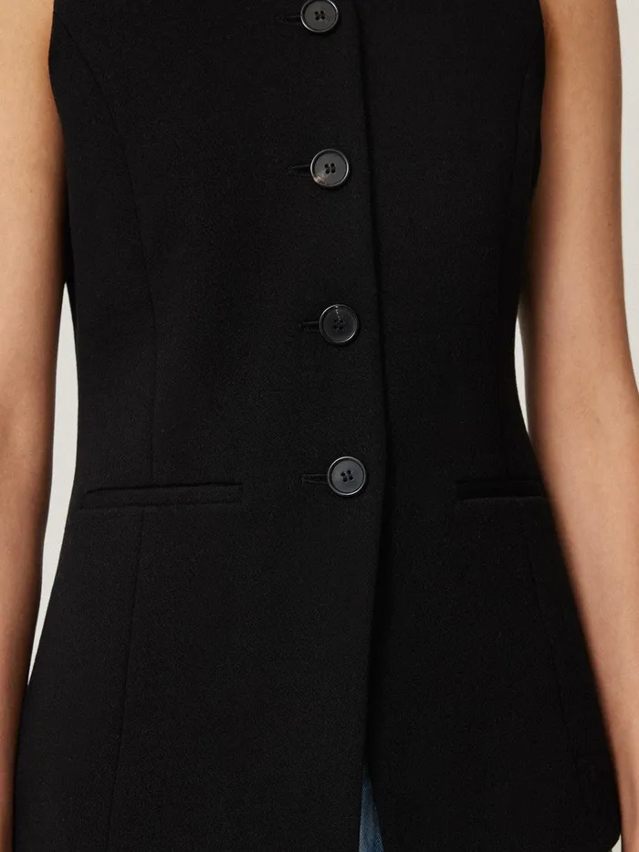 Women Crepe Ponte Jersey Waistcoat Black Jigsaw Party