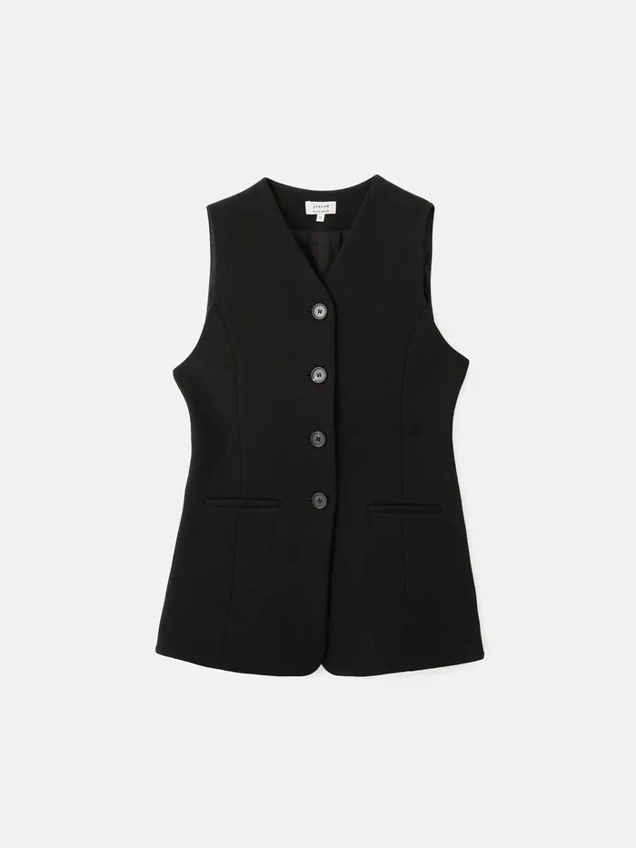 Women Crepe Ponte Jersey Waistcoat Black Jigsaw Party