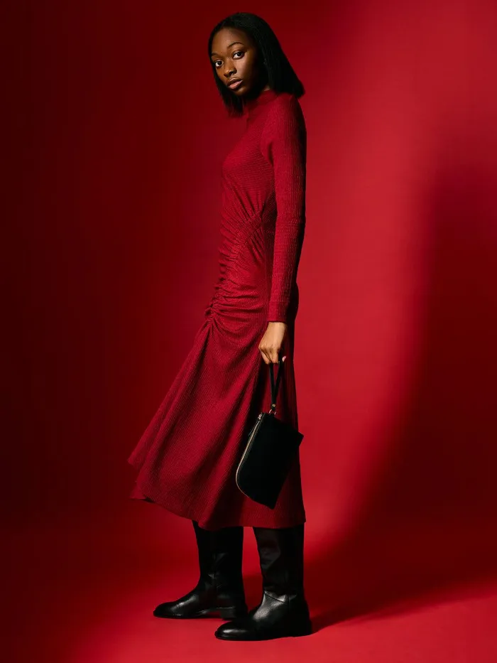 Women Crinkle Ruched Jersey Dress Red Jigsaw Dresses and Jumpsuits